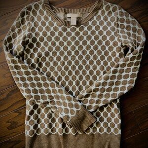 Banana Republic Honeycomb Sweater - Brown/White XS